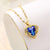 Lady Heart Shape Titanium Steel Inlay Artificial Gemstones Pendant Necklace