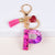 Lady Letter Heart Shape Resin Metal Epoxy Bag Pendant Keychain