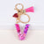 Lady Letter Heart Shape Resin Metal Epoxy Bag Pendant Keychain