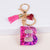 Lady Letter Heart Shape Resin Metal Epoxy Bag Pendant Keychain