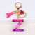 Lady Letter Heart Shape Resin Metal Epoxy Bag Pendant Keychain