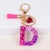 Lady Letter Heart Shape Resin Metal Epoxy Bag Pendant Keychain