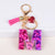 Lady Letter Heart Shape Resin Metal Epoxy Bag Pendant Keychain