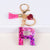 Lady Letter Heart Shape Resin Metal Epoxy Bag Pendant Keychain