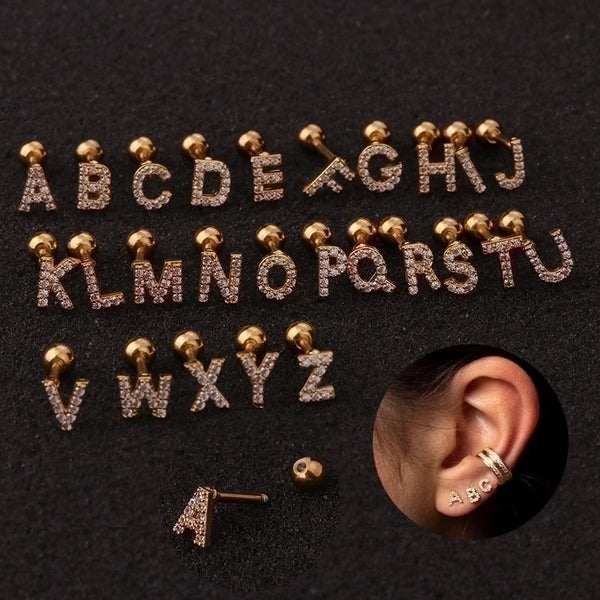 Ear Cartilage Rings & Studs Letter 316L Stainless Steel  Copper