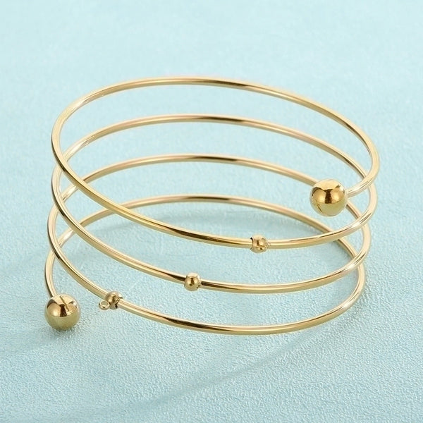 Lady Solid Color Stainless Steel 18K Gold Plated Bangle In Bulk