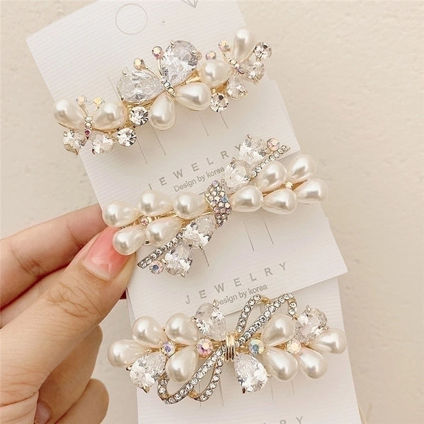 Lady Star Butterfly Alloy Inlaid Pearls Inlaid Zircon Hair Clip