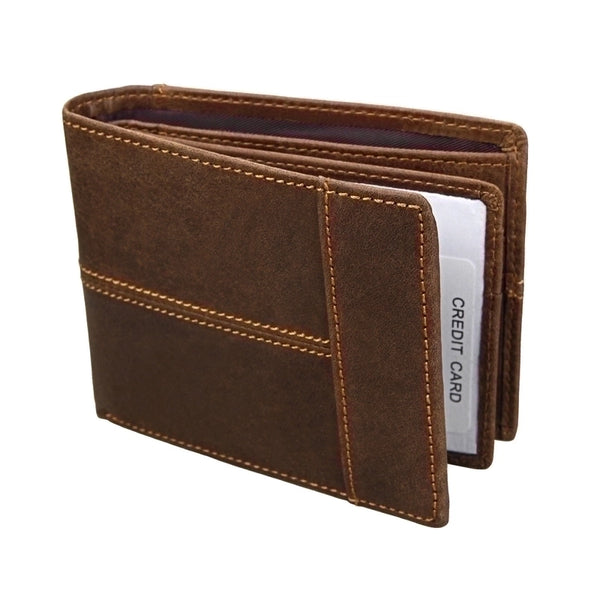 Leather Men's Wallet Rfid Crazy Horse Cowhide Short Wallet Anti-degaussing Retro Casual Coin Purse