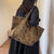 Leopard Print Canvas Tote Large Capacity Bag For Women  New Trendy Fashion Original Design Portable Commuter Bag Shoulder