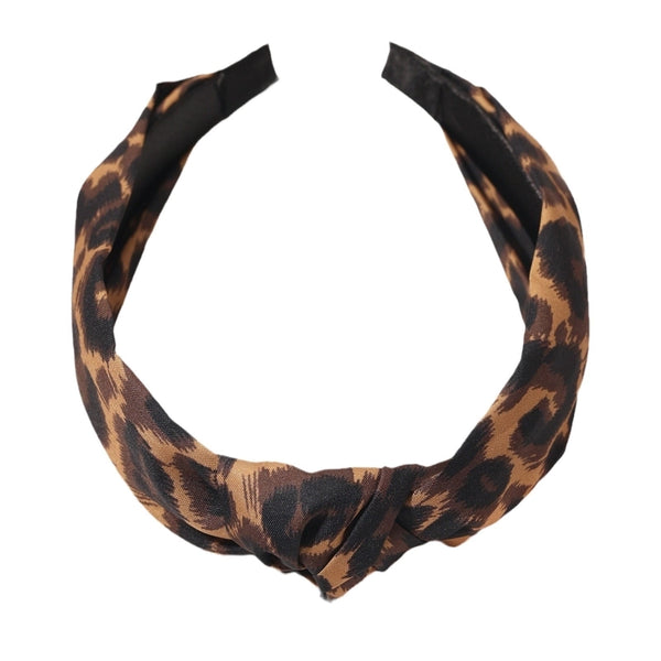 Leopard Print Headband Elegant Women's Wide-brimmed Cross Knotted Headband Retro Fabric Adult Headband Creative Headdress