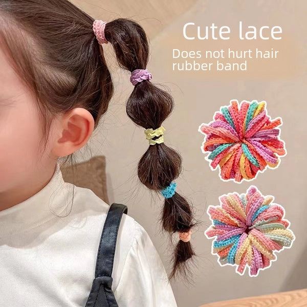 Little Girl Rubber Band Hair Rope Simple Tie A Ponytail Rough Towel Ring Small Hair Rope Candy Color