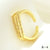 Luxurious Letter Heart Shape Copper 18k Gold Plated Zircon Open Rings In Bulk