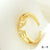 Luxurious Letter Heart Shape Copper 18k Gold Plated Zircon Open Rings In Bulk