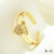 Luxurious Letter Heart Shape Copper 18k Gold Plated Zircon Open Rings In Bulk