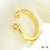 Luxurious Letter Heart Shape Copper 18k Gold Plated Zircon Open Rings In Bulk