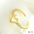 Luxurious Letter Heart Shape Copper 18k Gold Plated Zircon Open Rings In Bulk