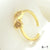 Luxurious Letter Heart Shape Copper 18k Gold Plated Zircon Open Rings In Bulk