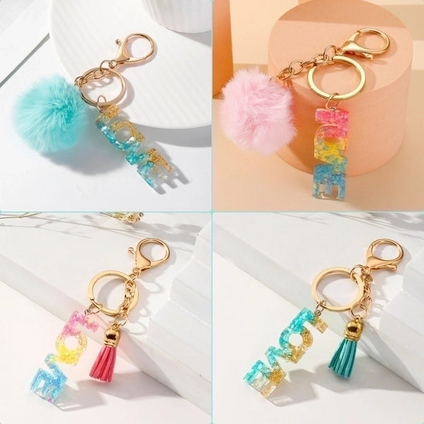 Luxurious Letter Resin Women's Keychain