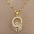 Luxurious Round Flower Titanium Steel Copper Plating Inlay Zircon Gold Plated Earrings Necklace