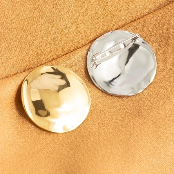 Luxurious Minimalist Round Stainless Steel Plating Unisex Brooches 1 Piece