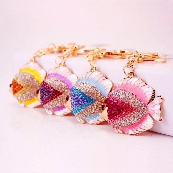 Marine Style Fish Alloy Inlaid Zircon Women's Bag Pendant Keychain