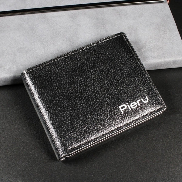 Men's All Seasons Pu Leather Solid Color Business Square Open Small Wallet