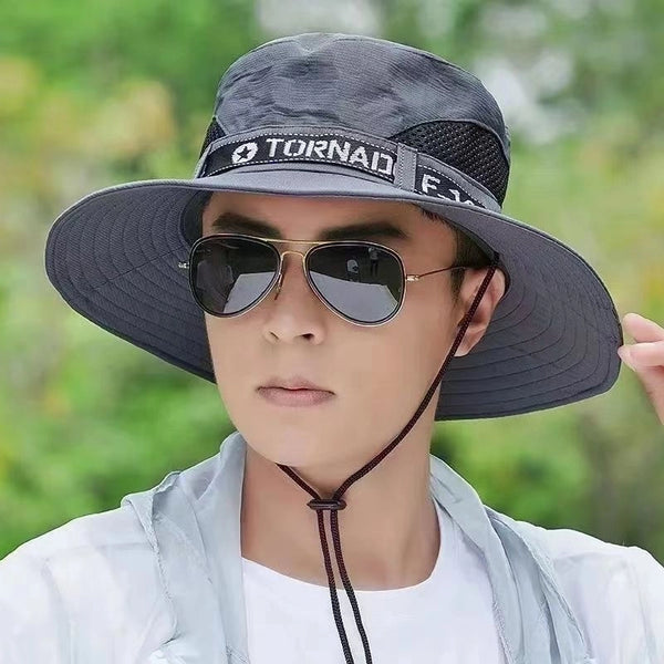 Men's Casual Minimalist Letter Printing Wide Eaves Sun Hat