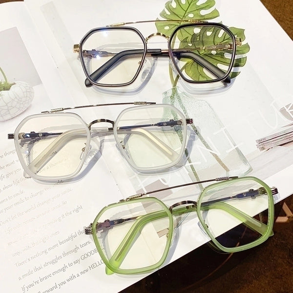 Men's Fashion Geometric Resin Square Full Frame Glasses