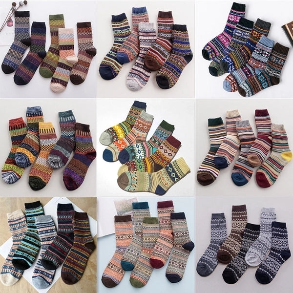 Men's Fashion Printing Wool Crew Socks