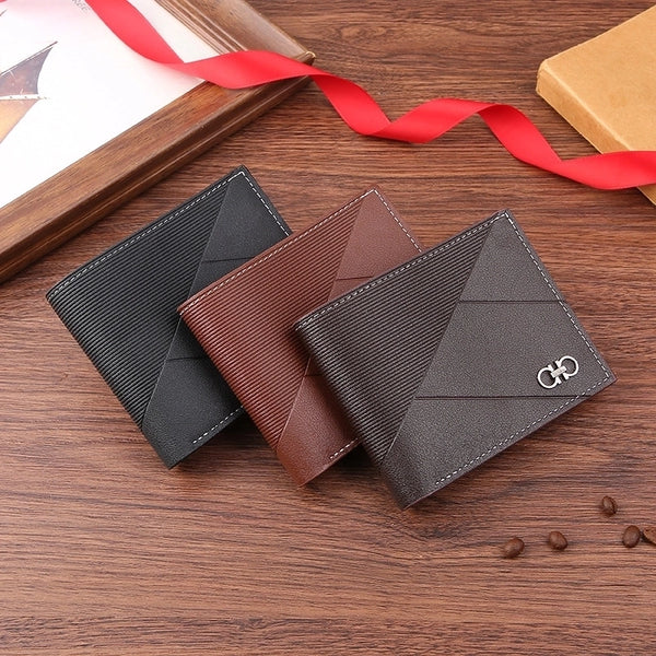 Men's Geometric PVC Open Small Wallets