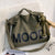 Men's Large Canvas Letter Solid Color Streetwear Square Zipper Shoulder Bag Canvas Bag Crossbody Bag