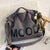 Men's Large Canvas Letter Solid Color Streetwear Square Zipper Shoulder Bag Canvas Bag Crossbody Bag