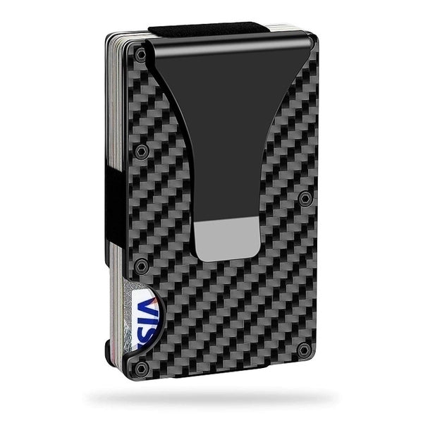 Men's Plaid Carbon Fiber Microfiber Open Card Holders