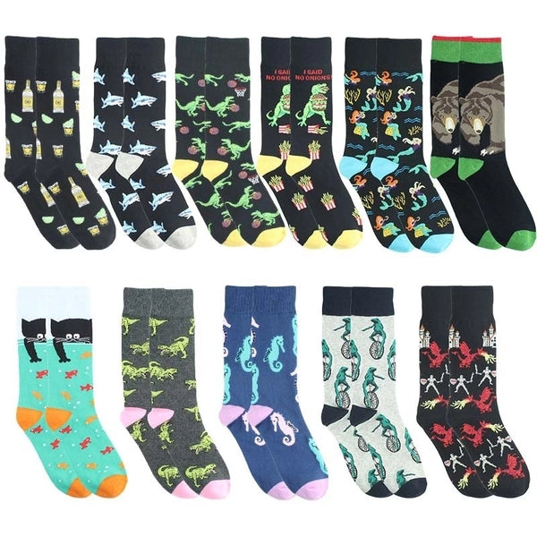 Men's Minimalist Commute Animal Cotton Crew Socks A Pair