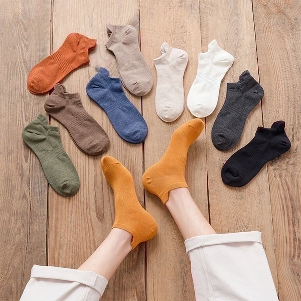 Men's Simple Style Solid Color Cotton Ankle Socks A Pair