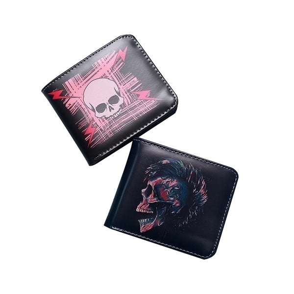 Men's Skull PVC Open Small Wallets