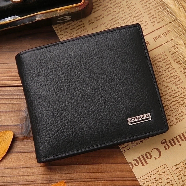 Men's Solid Color Leather Open Wallets