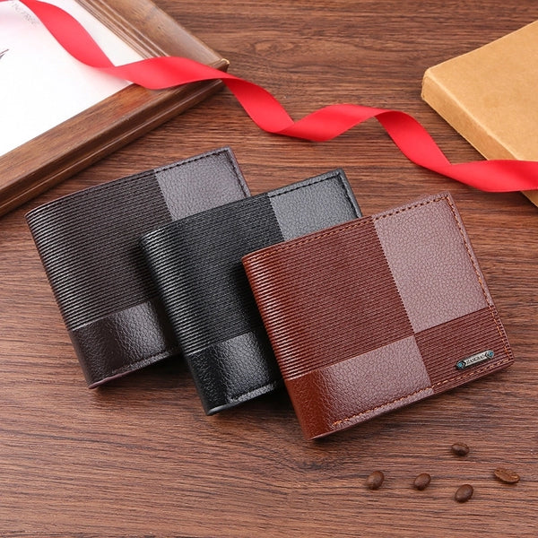 Men's Solid Color PVC Open Small Wallets