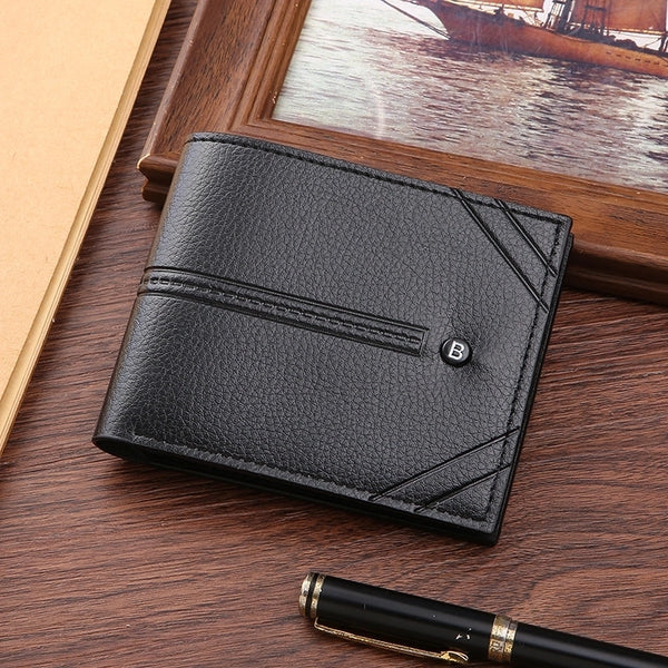 Men's Solid Color PVC Zipper Small Wallets