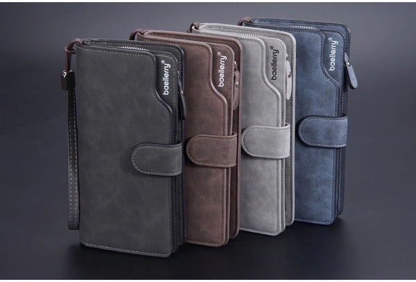 Men's Solid Color Pu Leather Buckle Wallets