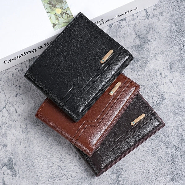 Men's Solid Color Pu Leather Flip Cover Coin Purse