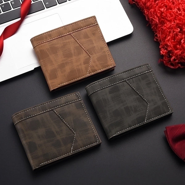 Men's Solid Color Pu Leather Flip Cover Coin Purse