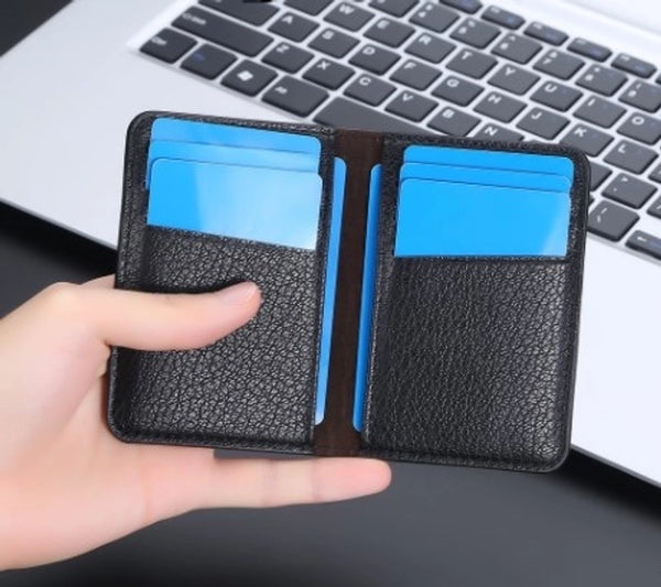 Men's Solid Color Pu Leather Open Card Holders