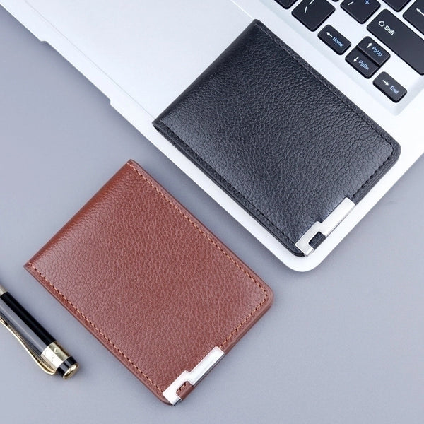 Men's Solid Color Pu Leather Open Card Holders