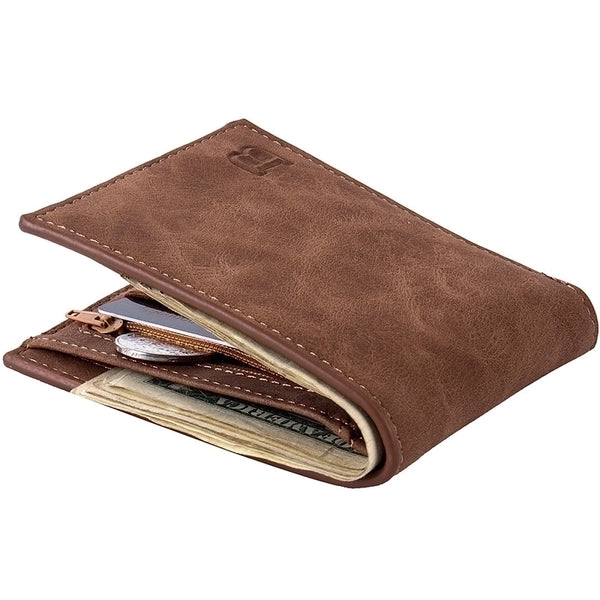 Men's Solid Color Pu Leather Open Small Wallets