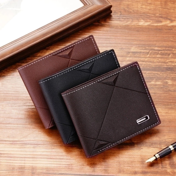 Men's Solid Color Pu Leather Open Wallets