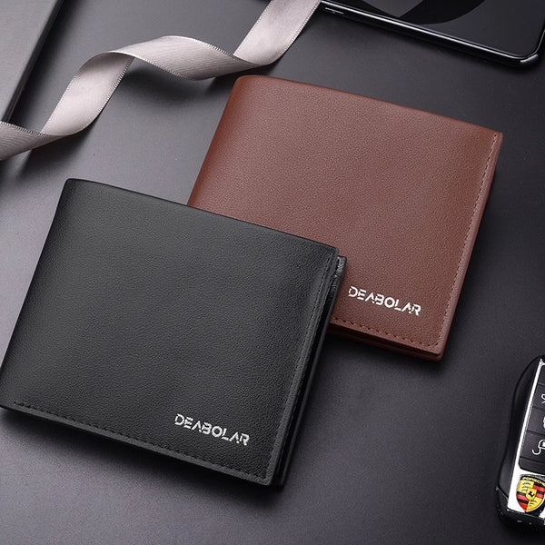 Men's Solid Color Pu Leather Open Wallets