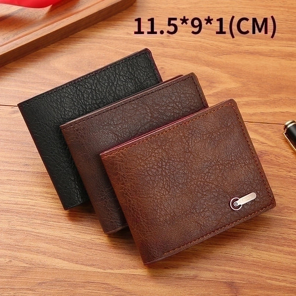 Men's Solid Color Pu Leather Open Wallets