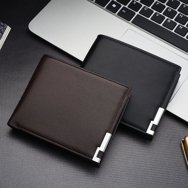 Men's Solid Color Pu Leather Open Wallets