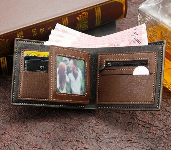 Men's Solid Color Pu Leather Open Wallets